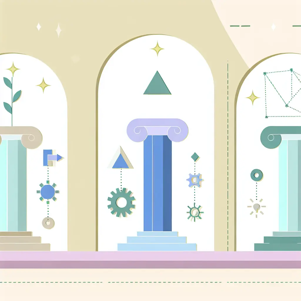 Three pillars representing academic originality: contribution to knowledge, methodological innovation, and synthesis